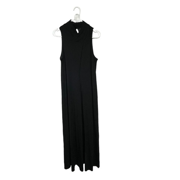 garnet Hill Black Maxi Dress, High Surplice Neckline, Button Back, Med - Picture 11 of 11